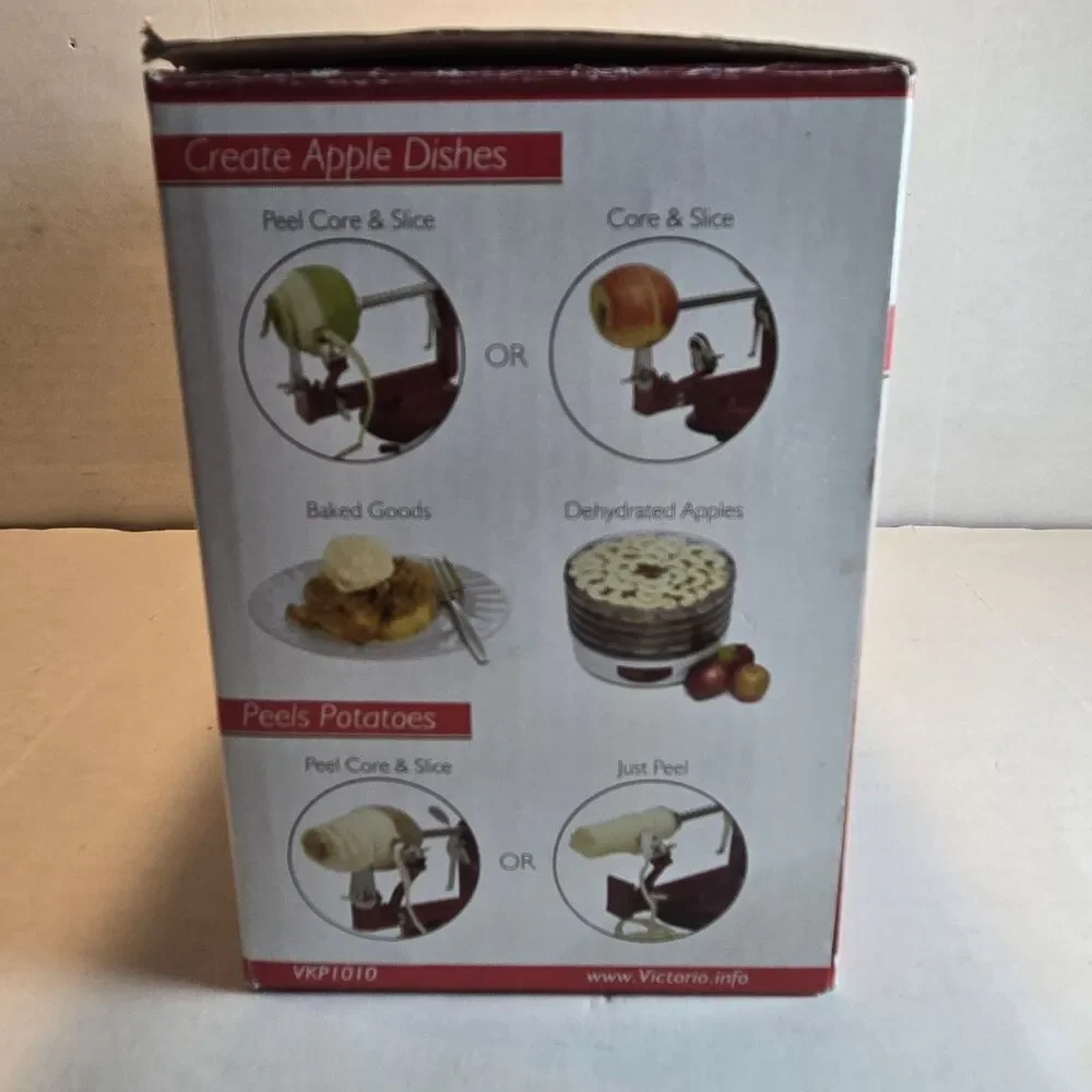 Apple Peeler by VICTORIO Peeler/Slicer -StrongSuction Base Red In Original Box